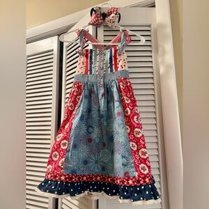 NWOT Matilda Jane Dress-Never Washed! INCLUDES matching MJ bow!!!💙❤️